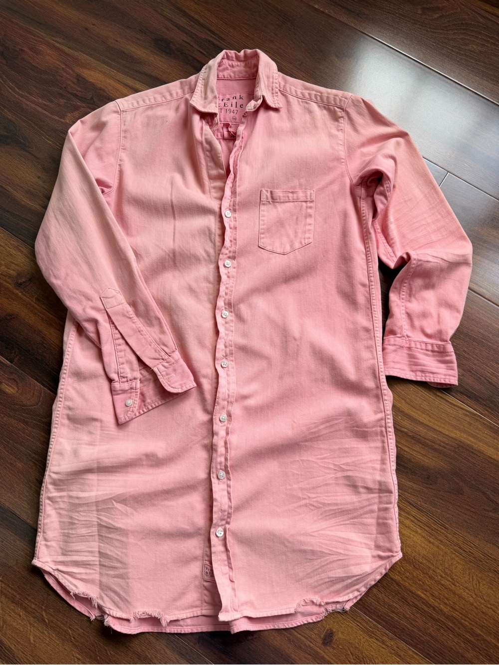 Frank & Eileen Mary Sun Washed Distressed Button Down Shirt Dress Womens XXS